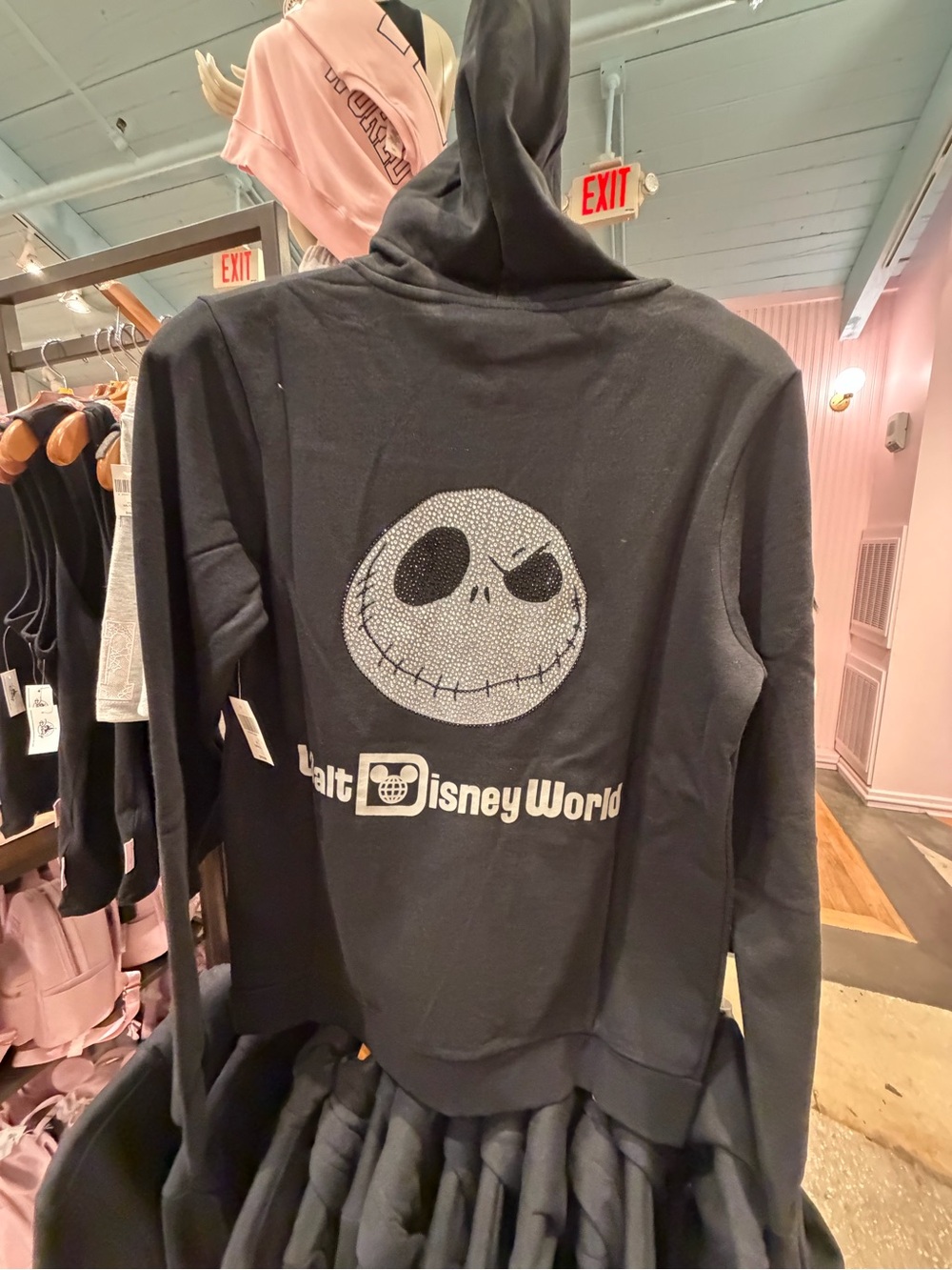 Walt Disney World Jack Skellington Black Hoodie rhinestone zip up hoodie adult